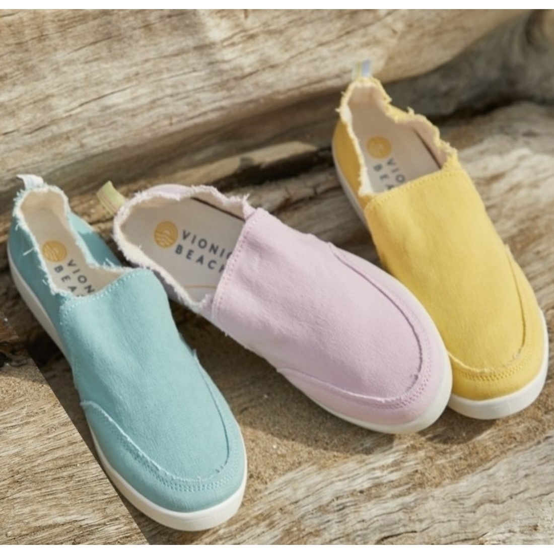 Vionic Malibu Canvas Frayed Washable Slip-On Sneakers